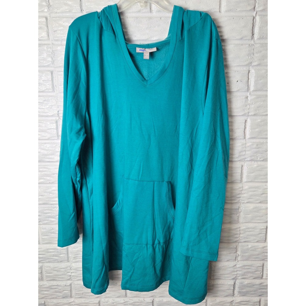 WOMAN WITHIN pullover hoodie Women's size 2X 26/26 Soft Fleece Stretch V neck